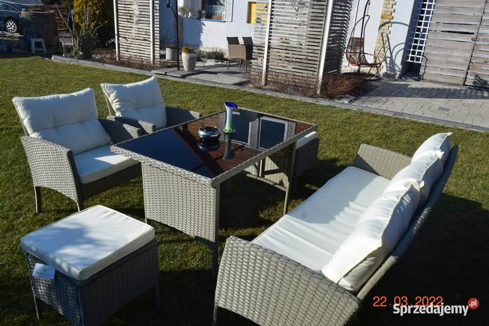 zestaw mebli  ogrodowch wypoczynkowych technorattan ODESSA sofa 3 2szt fotel 2szt szary popiel 