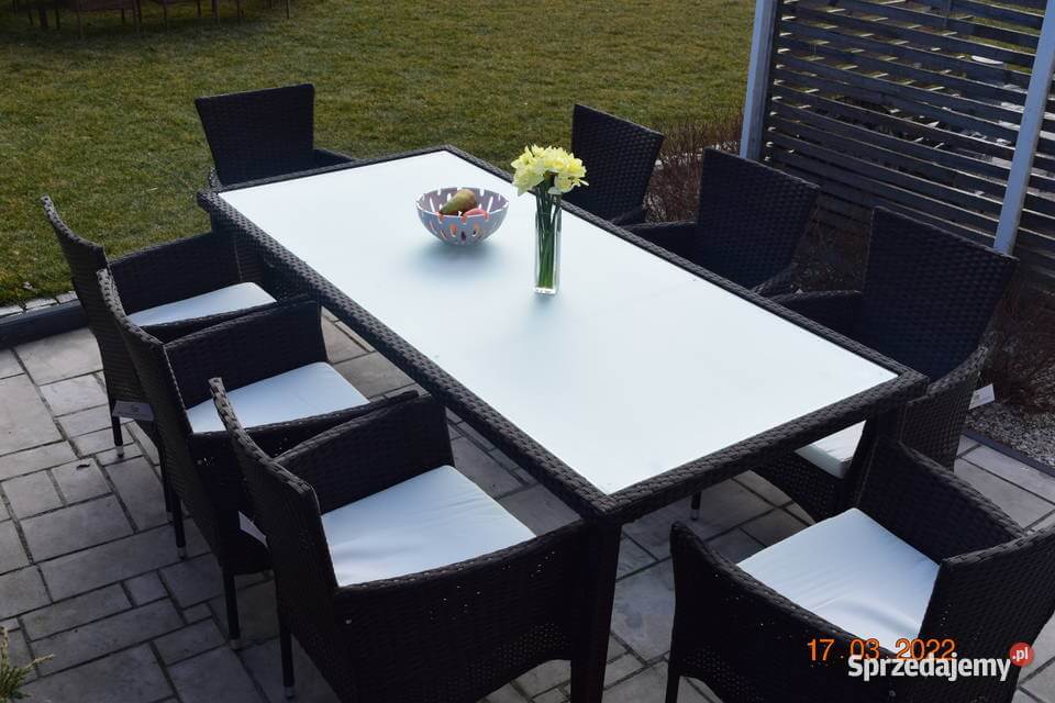 zestaw mebli ogrodowych technorattan obiad stół krzesło 1+8 rattan braz