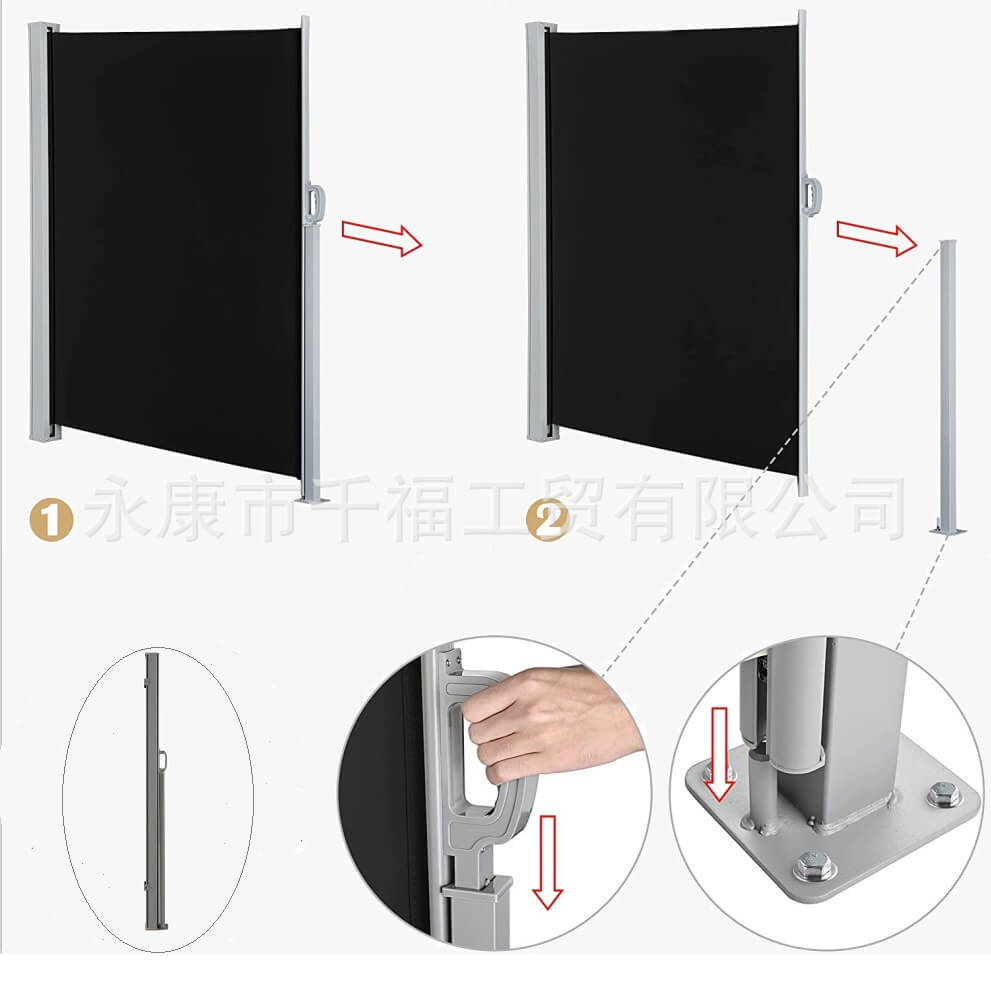 ogrodowa markiza boczna w kolorze czarnym 160cm x 300 cm