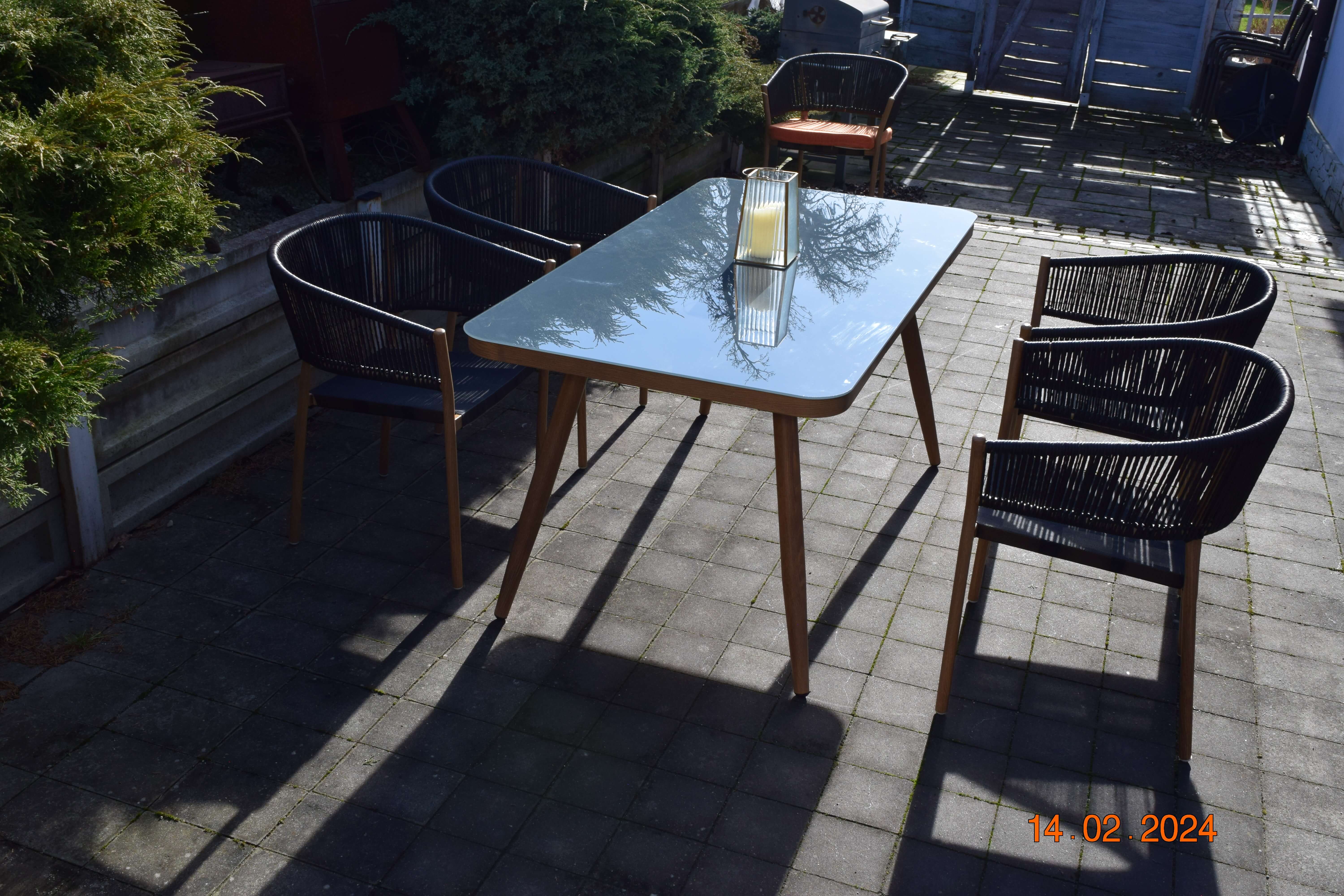 zestaw ogrodowy technoratan obiad 4+1  stół krzesła